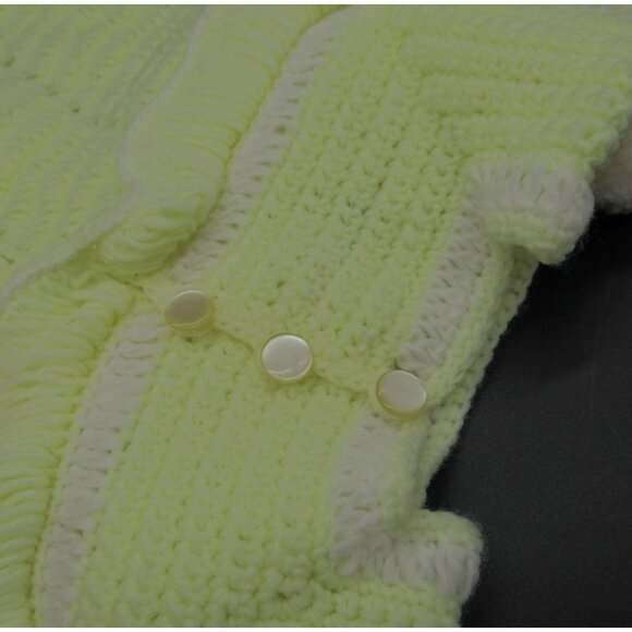 Hand Knit Baby Doll Dress With Pom-Poms & Ruffled Trim - Picture 9 of 15